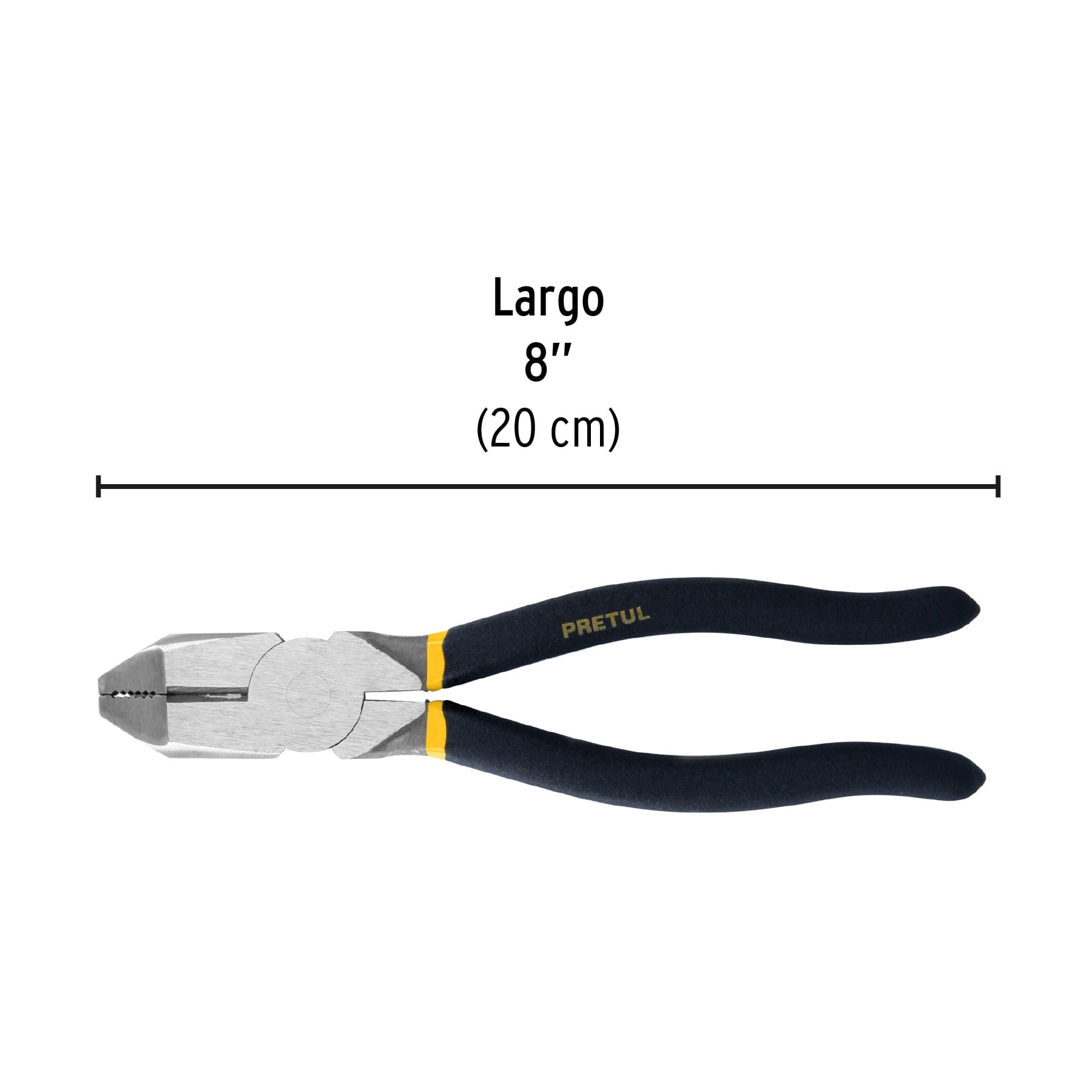 Pinza para electricista 8' uso rudo, mango de PVC, Pretul