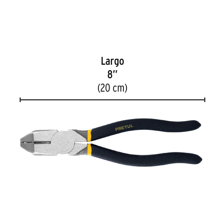 Pinza para electricista 8' uso rudo, mango de PVC, Pretul