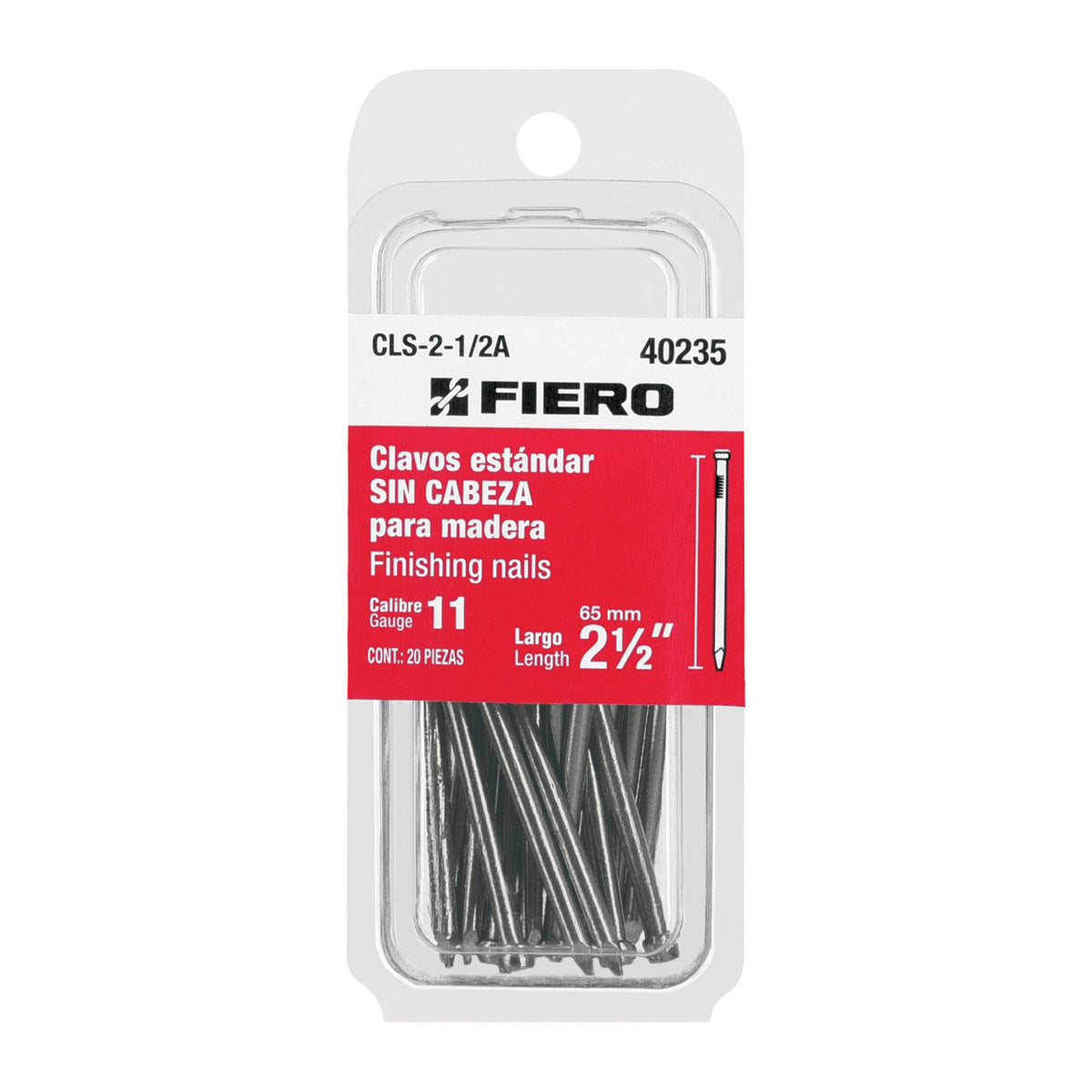 Blisterclavos estandar sin cabeza FIERO 2-1/2"