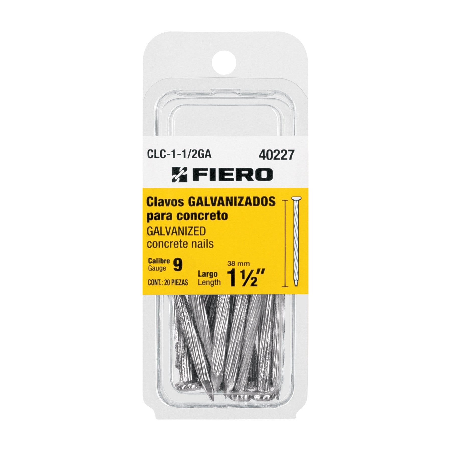 Blisterclavos galvanizados p/concreto FIERO 1-1/2"