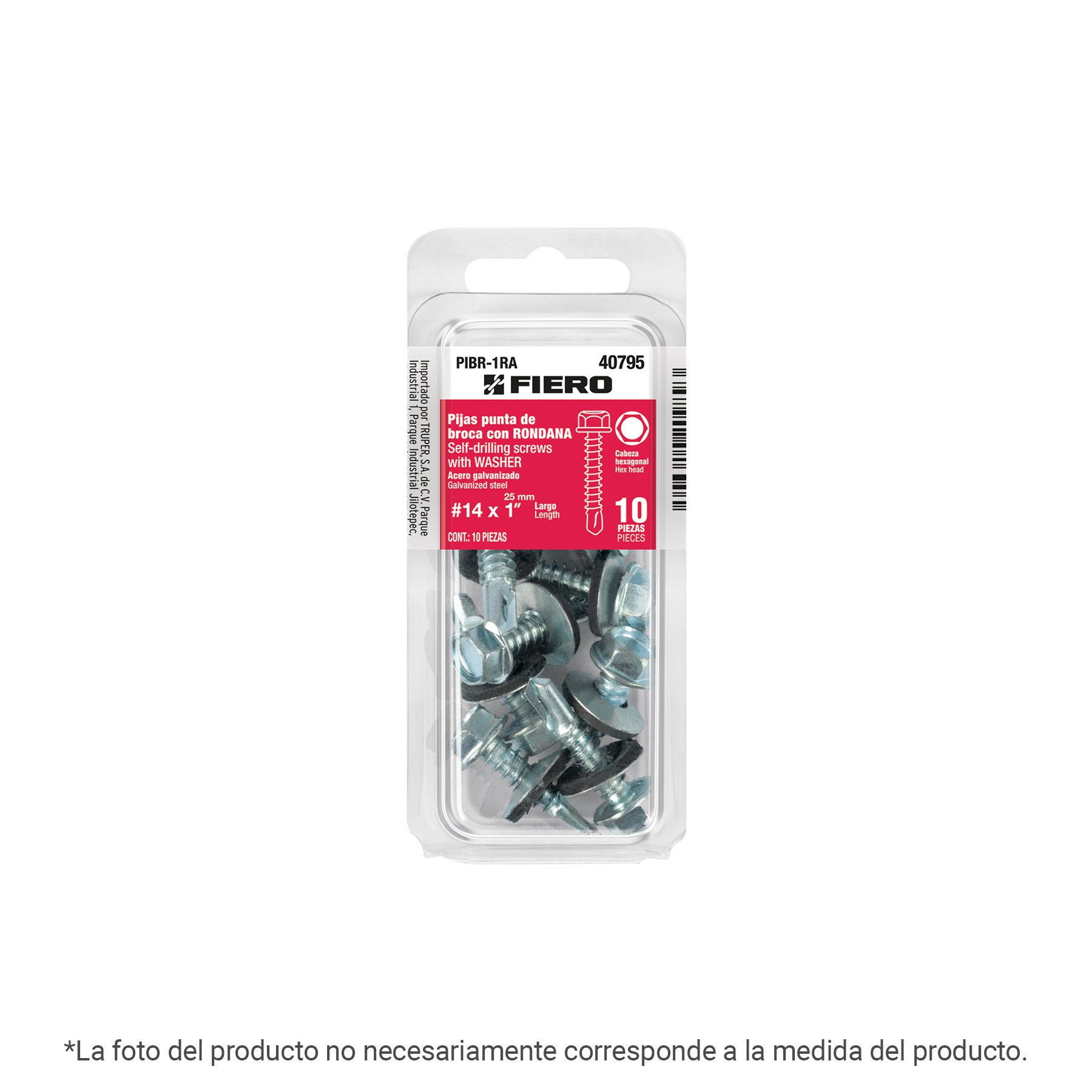 Blister con 7 pijas 1-1/2" hexagonal punta broca con rondana
