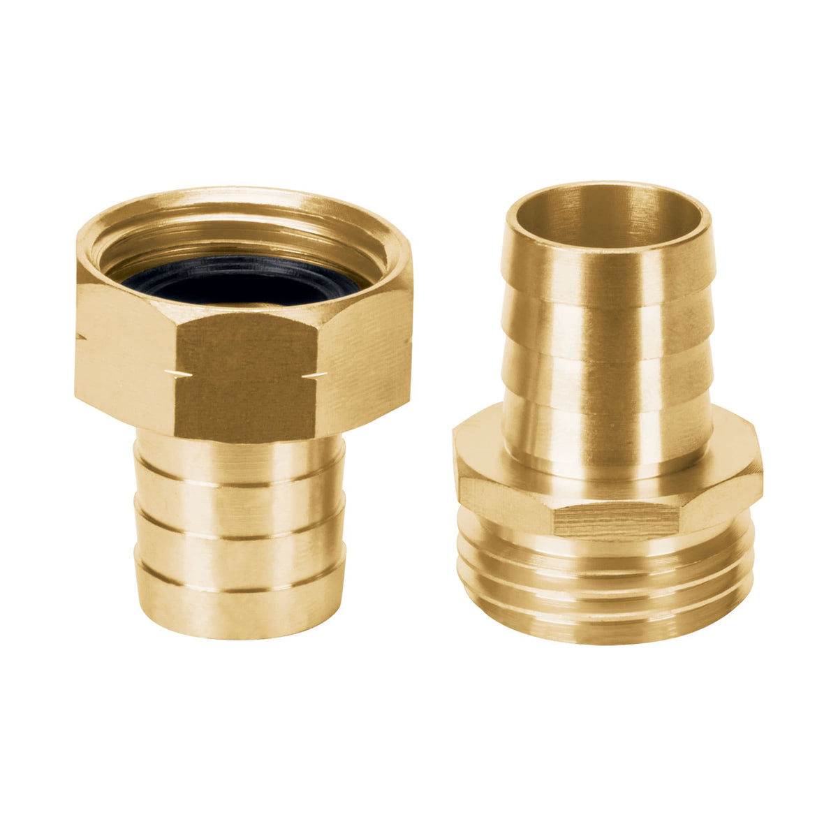 Conectores macho y hembra de laton solido para manguera 3/4"