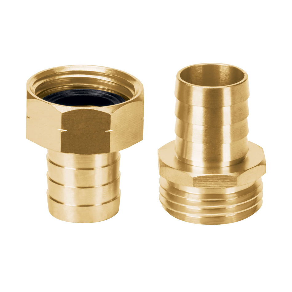 Conectores macho y hembra de laton solido para manguera 3/4"