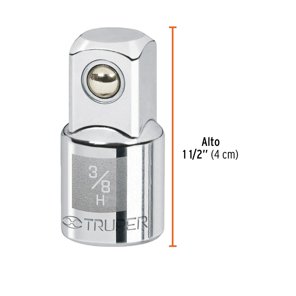 Adaptador para matraca de cuadro 3/8' a cuadro 1/2', Truper 3/8', 1/2'