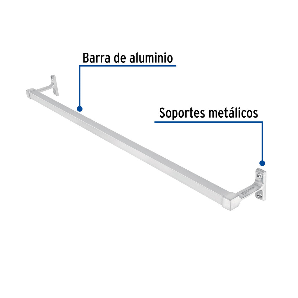 Toallero de barra largo metalico cromo BASIC