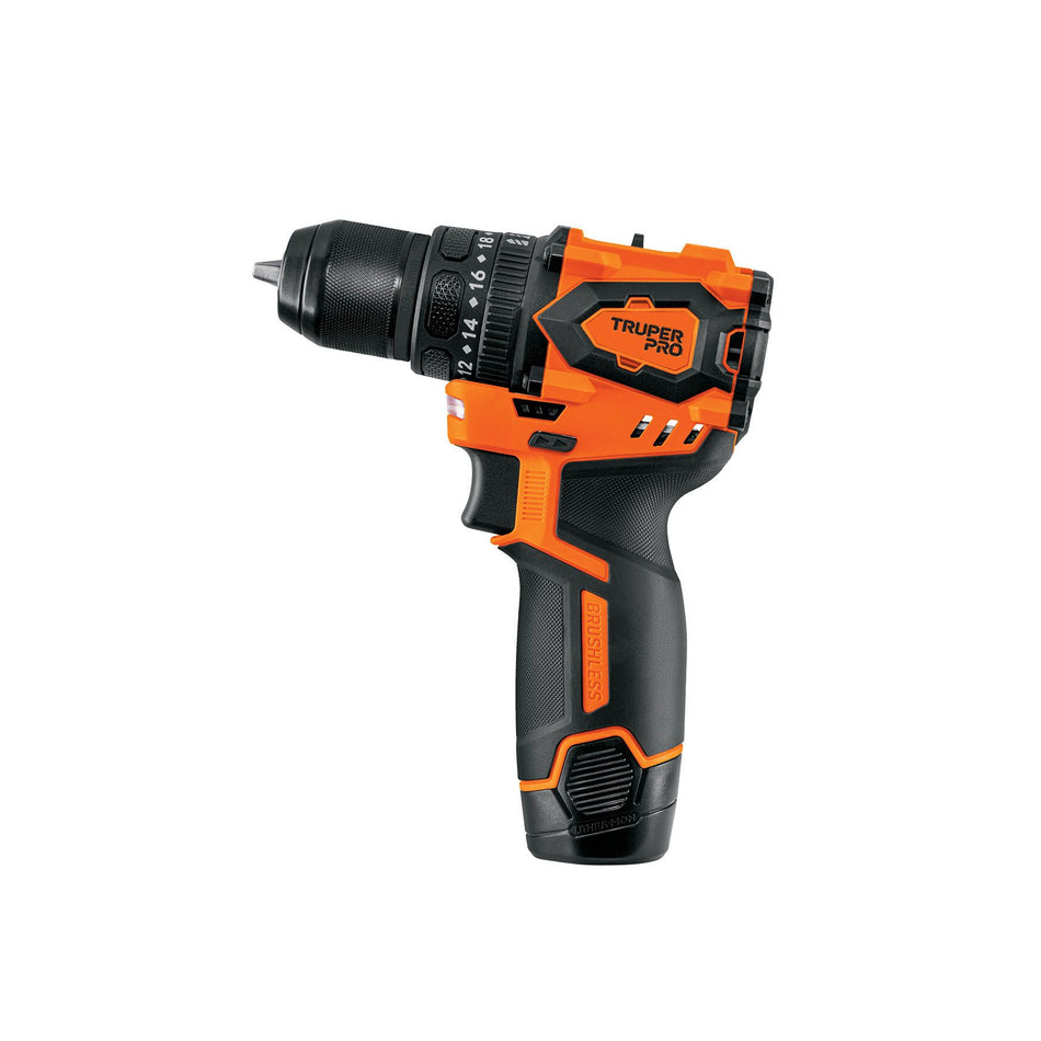 Taladro/destornillador 3/8", 12V, 1 batería 2Ah, TRUPER PRO