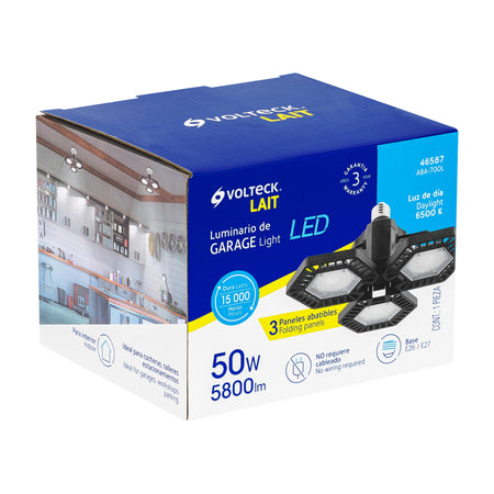 Luminario LED 50W 6500K con 3 paneles abatibles, VOLTECK