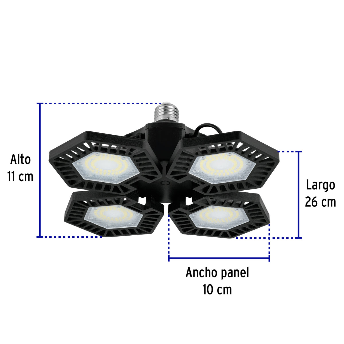 Luminario LED 100W 6500K con 4 paneles abatibles, VOLTECK