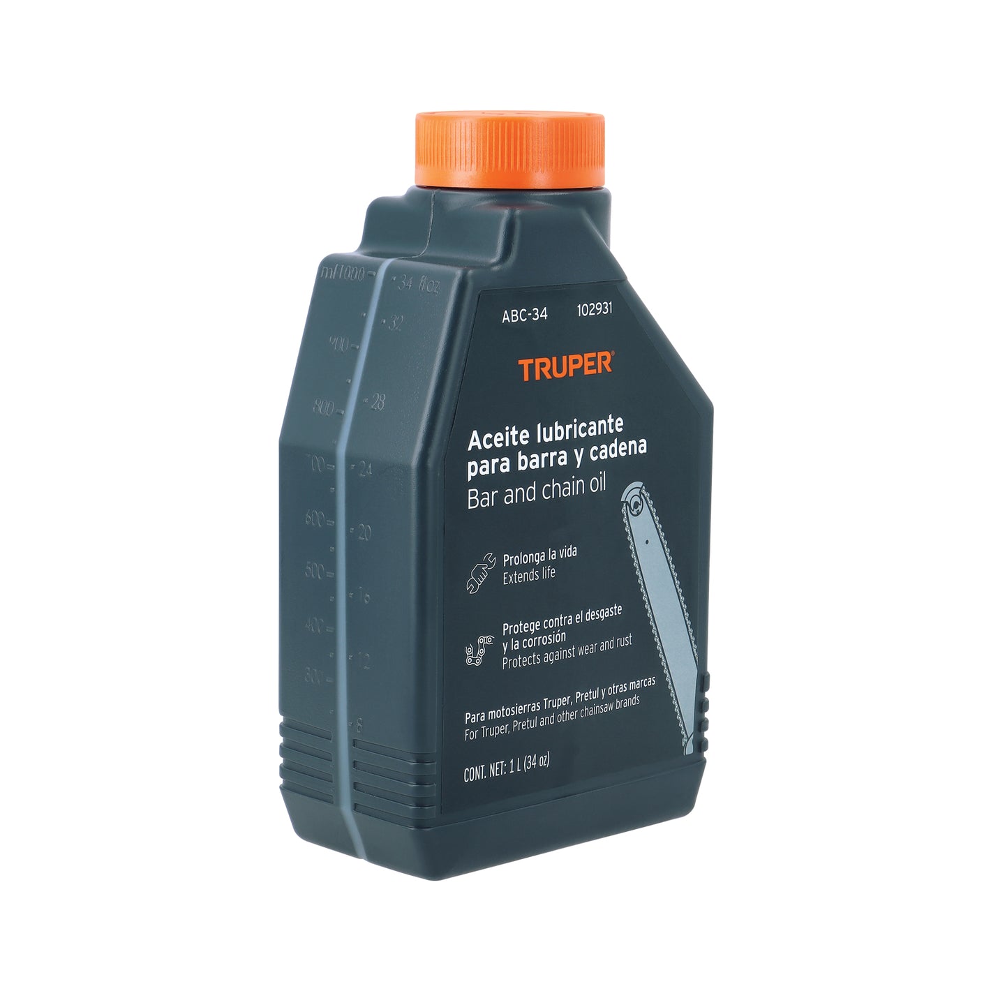 Aceite lubricante para barra y cadena de motosierra TRUPER