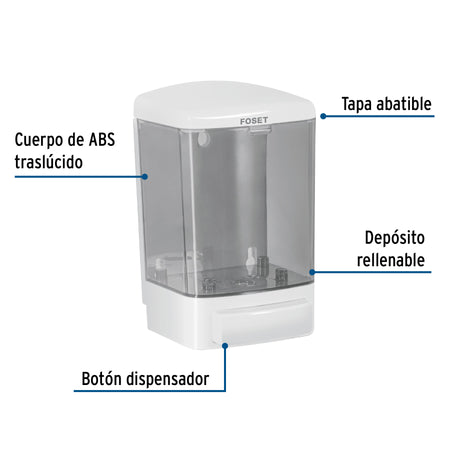Dosificador para jabon liquido blanco FOSET BASIC