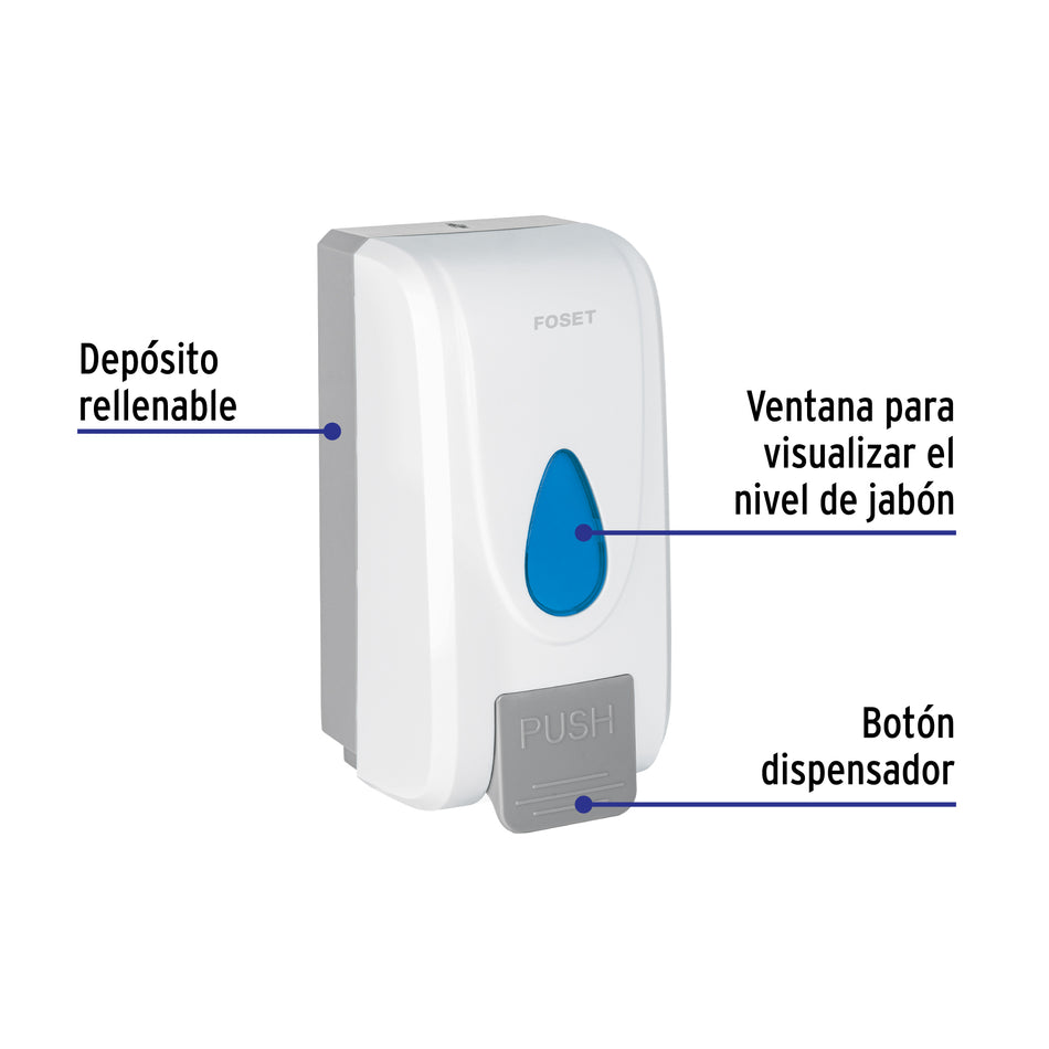 Dosificador de ABS para jabón espuma, blanco, FOSET