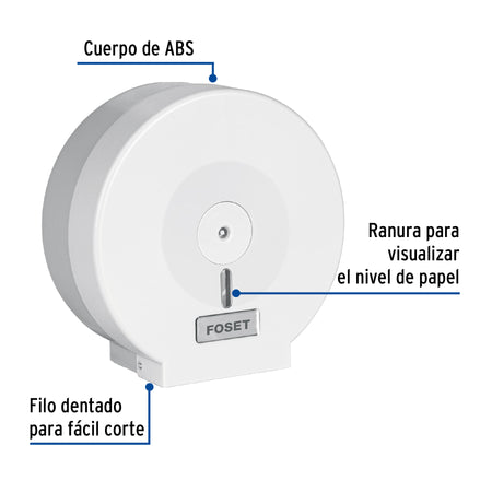 Portarrollo junior de ABS blanco FOSET BASIC