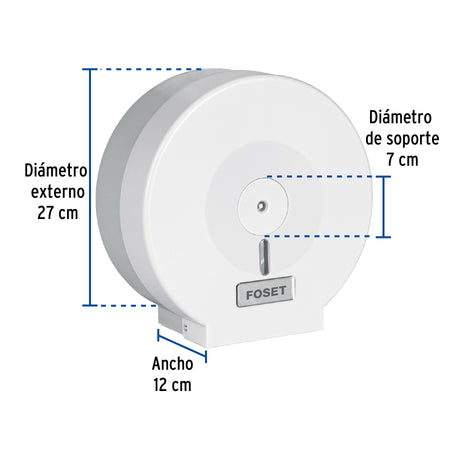 Portarrollo junior de ABS blanco FOSET BASIC