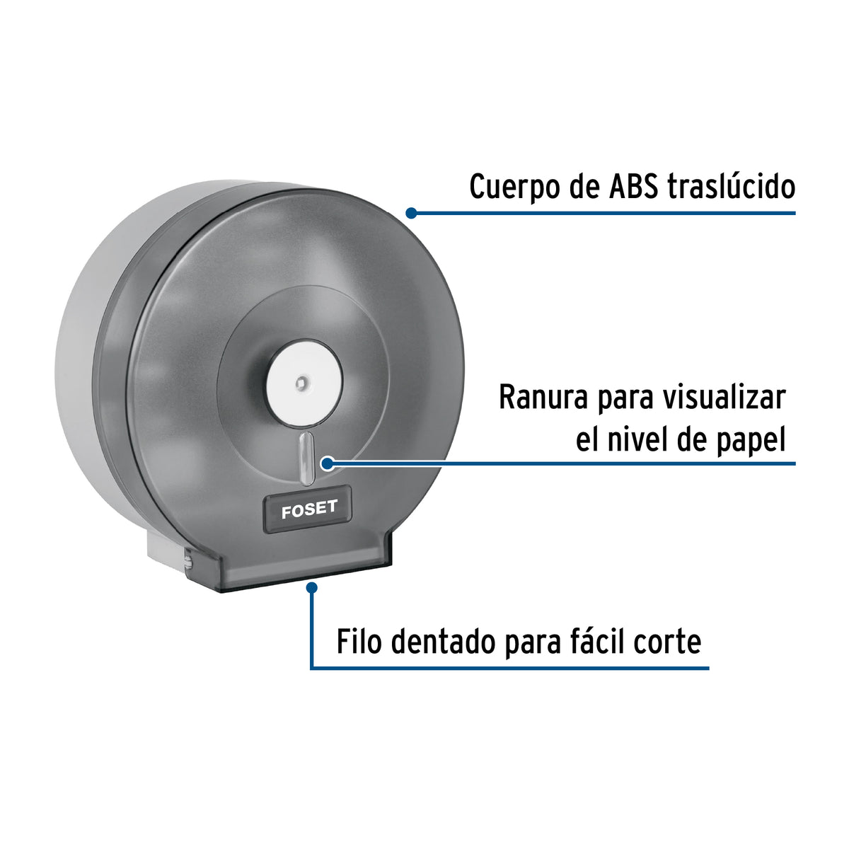 Portarrollo junior de ABS humo FOSET BASIC
