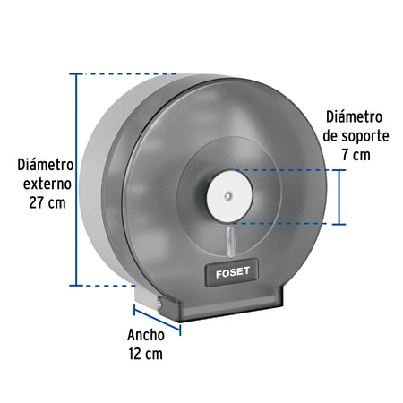 Portarrollo junior de ABS humo FOSET BASIC