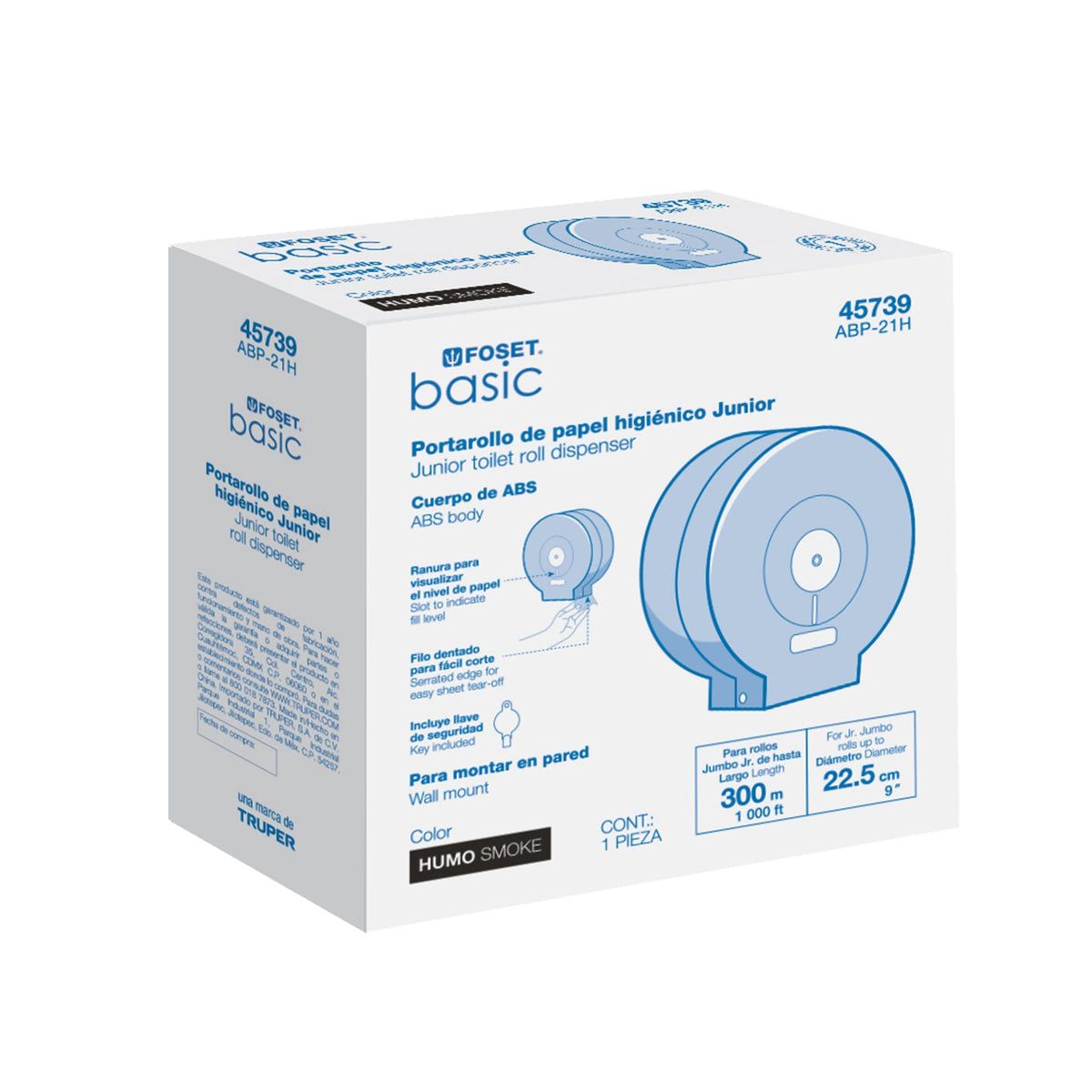 Portarrollo junior de ABS humo FOSET BASIC