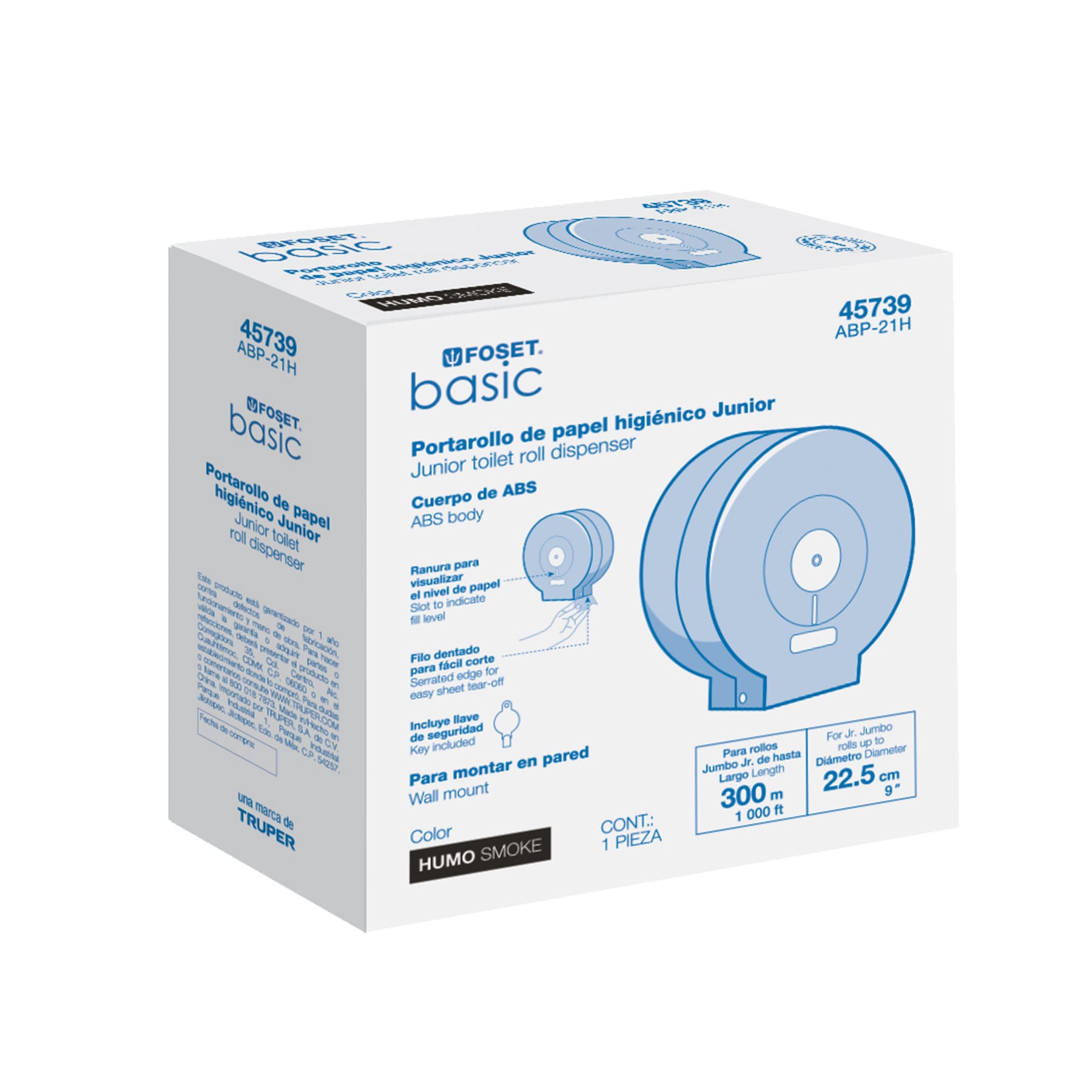 Portarrollo junior de ABS humo FOSET BASIC