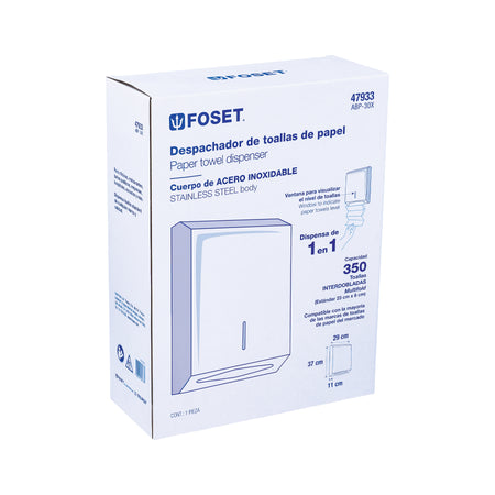 Dispensador de acero inox. para toallas de papel FOSET