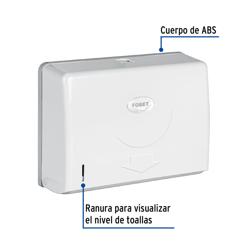 Dispensador chico para toallas de papel blanco FOSET BASIC
