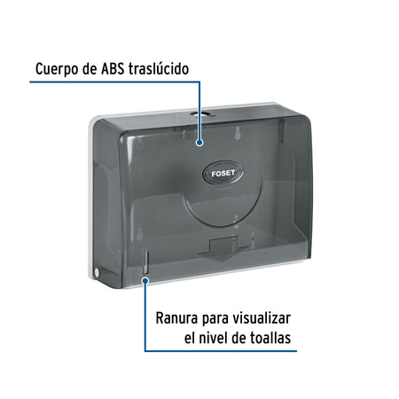Dispensador chico para toallas de papel humo FOSET BASIC