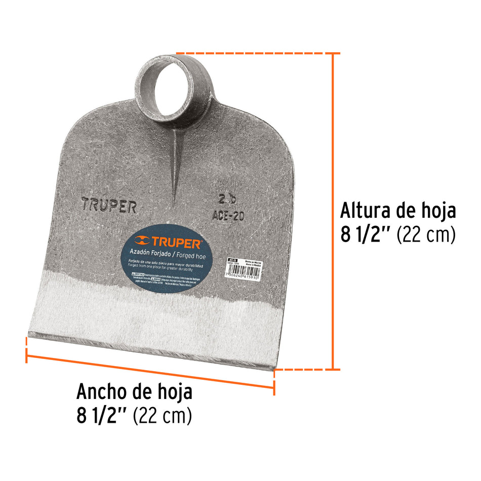 Azadón Centroamericano 2.0 lb, sin mango, TRUPER 2.0 lb