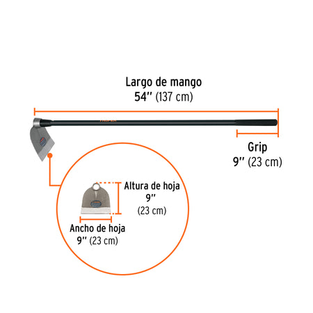 Azadón Centroamericano 2.5 lb, mango de fibra 54', TRUPER