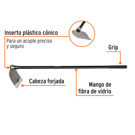Azadón Centroamericano 3.0 lb, mango de fibra 54', TRUPER