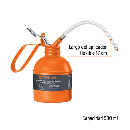Aceitera de 500 ml (17 oz) con aplicador flexible Truper