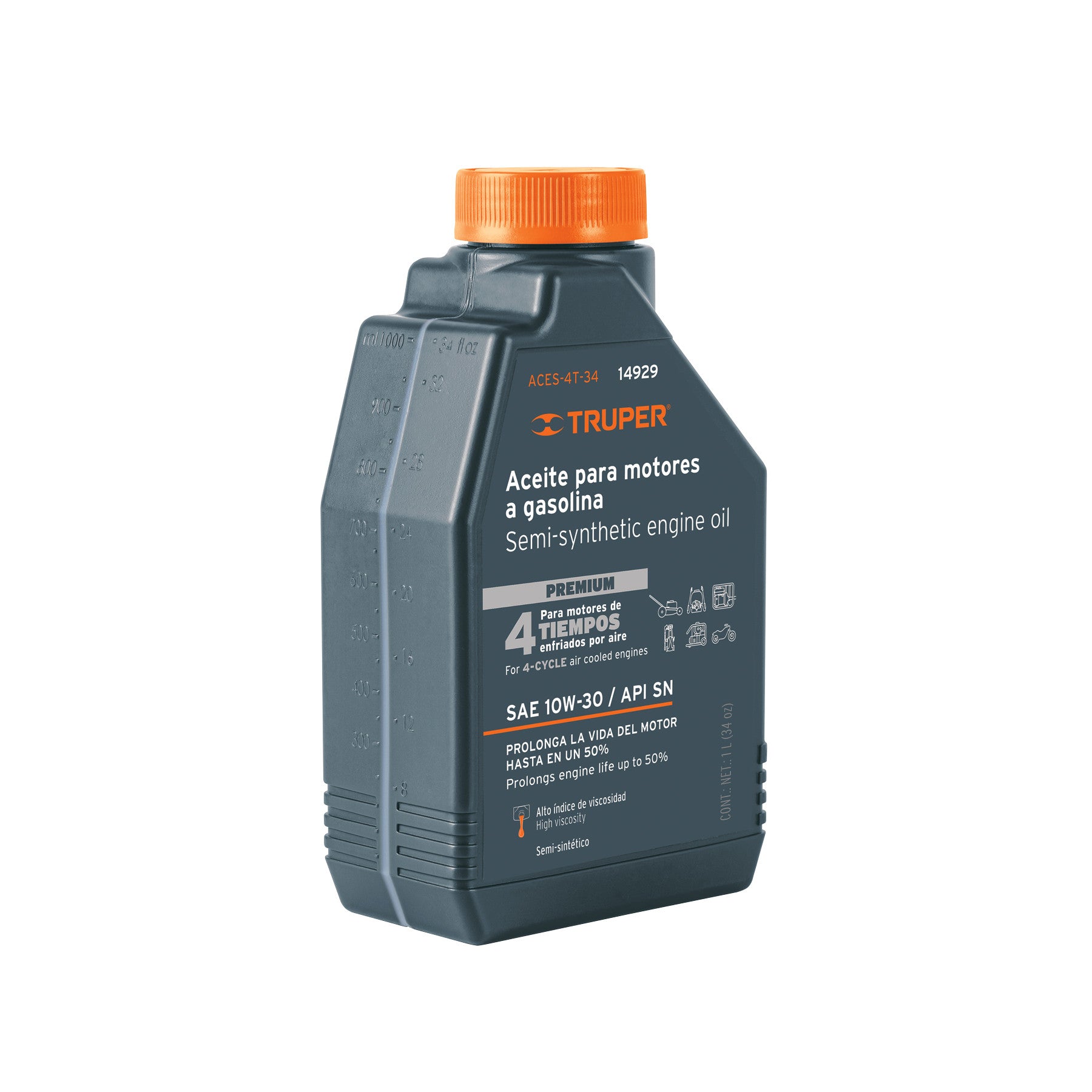 Aceite semi-sintetico 4 tiempos 1000ml (34 oz) Truper