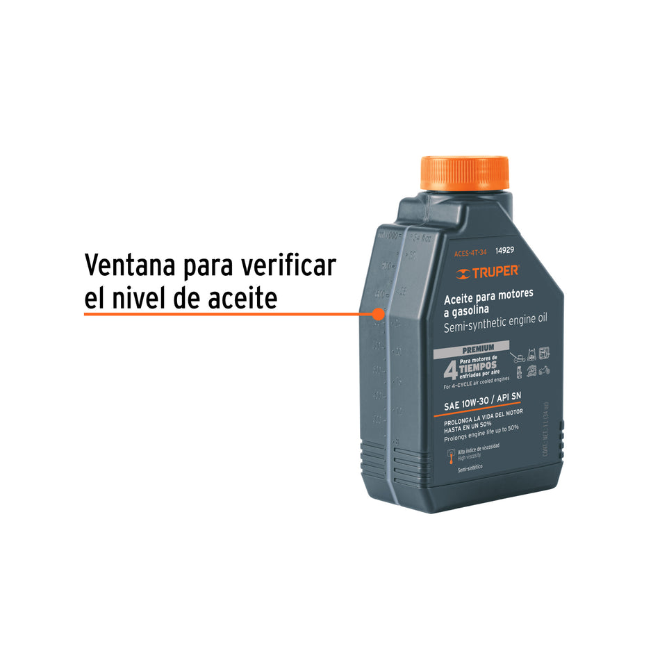 Aceite semi-sintetico 4 tiempos 1000ml (34 oz) Truper