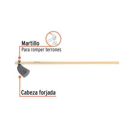 Azadón Córdoba No. 2 de 2.2 lb, mango de madera 54', TRUPER