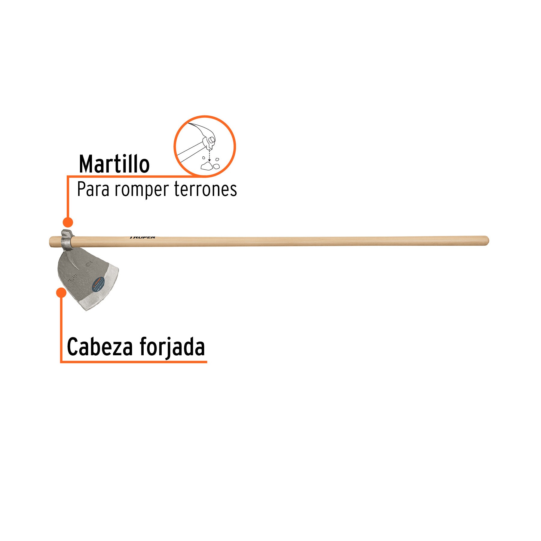 Azadón Córdoba No. 3 de 2.8 lb, mango de madera 54', TRUPER