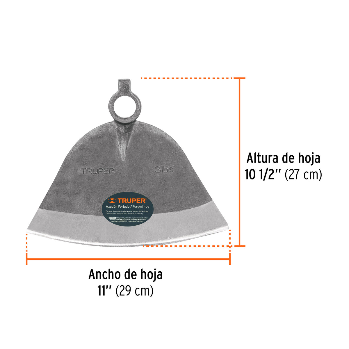 Azadón Córdoba No. 3 de 2.8 lb, sin mango, TRUPER