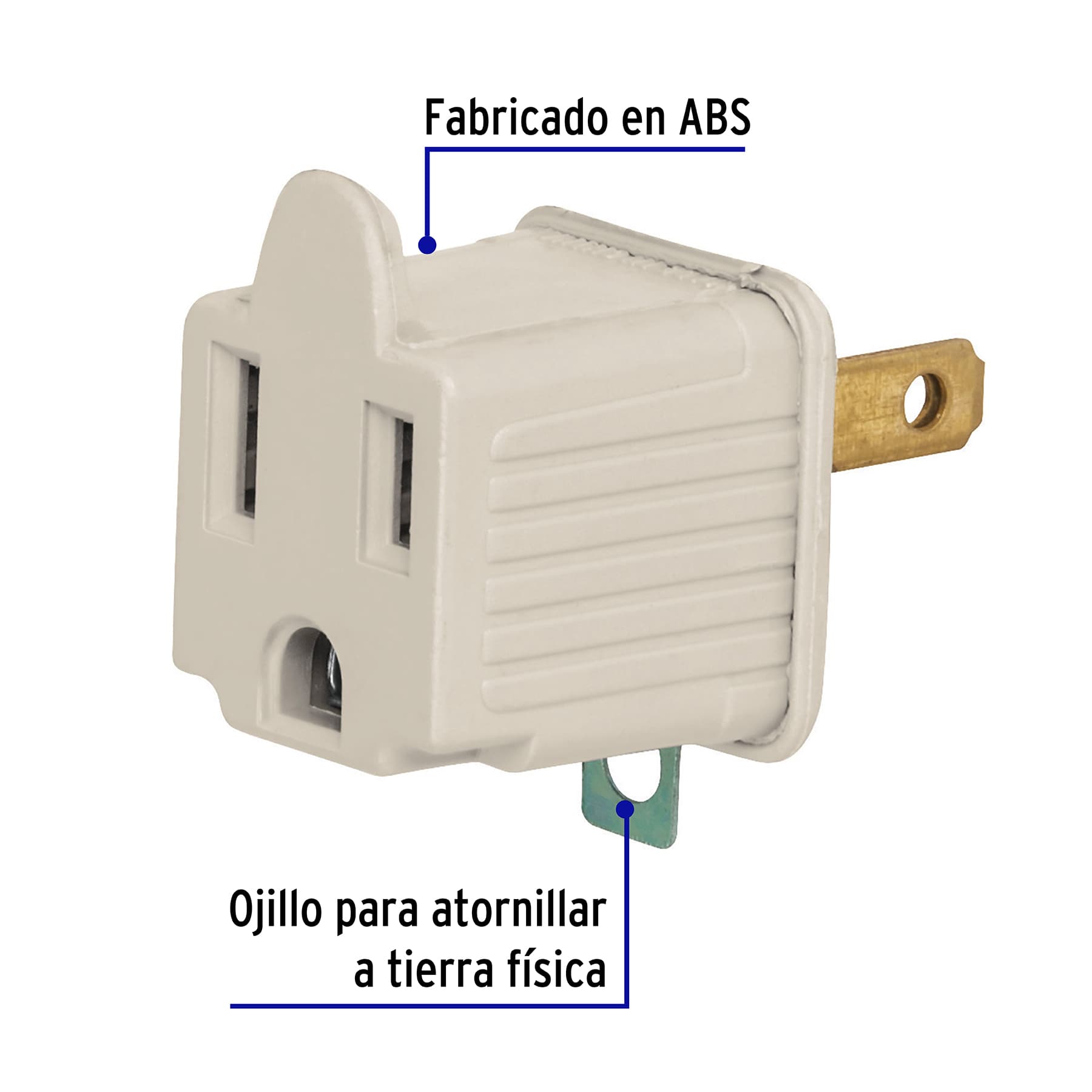 Adaptador 3 a 2 gris a granel Volteck