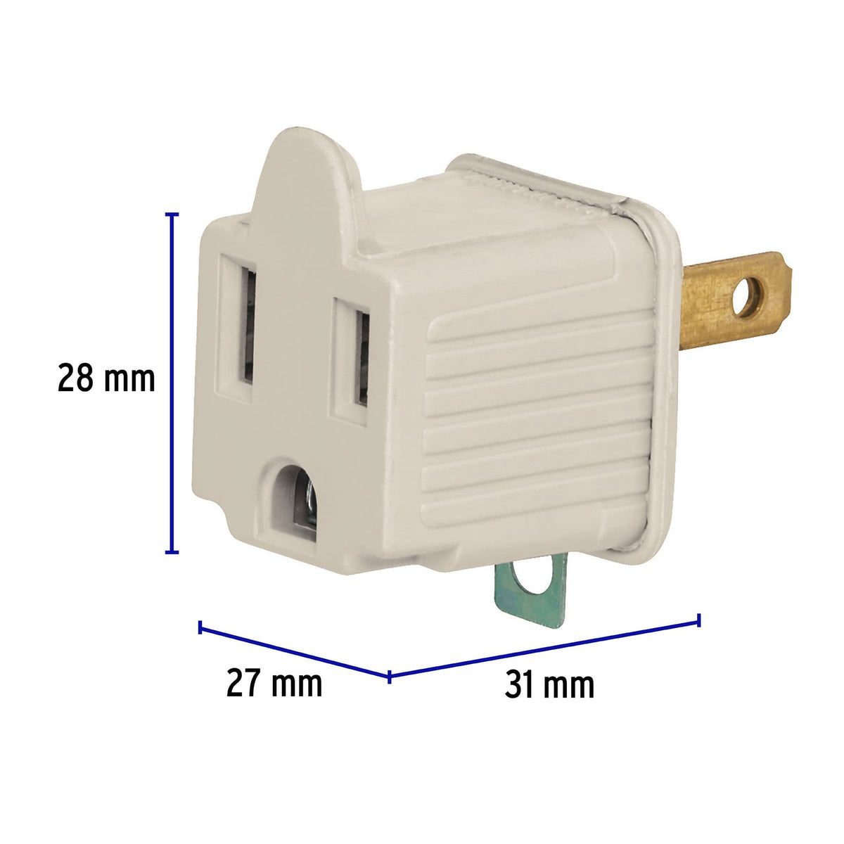 Adaptador 3 a 2 gris a granel Volteck