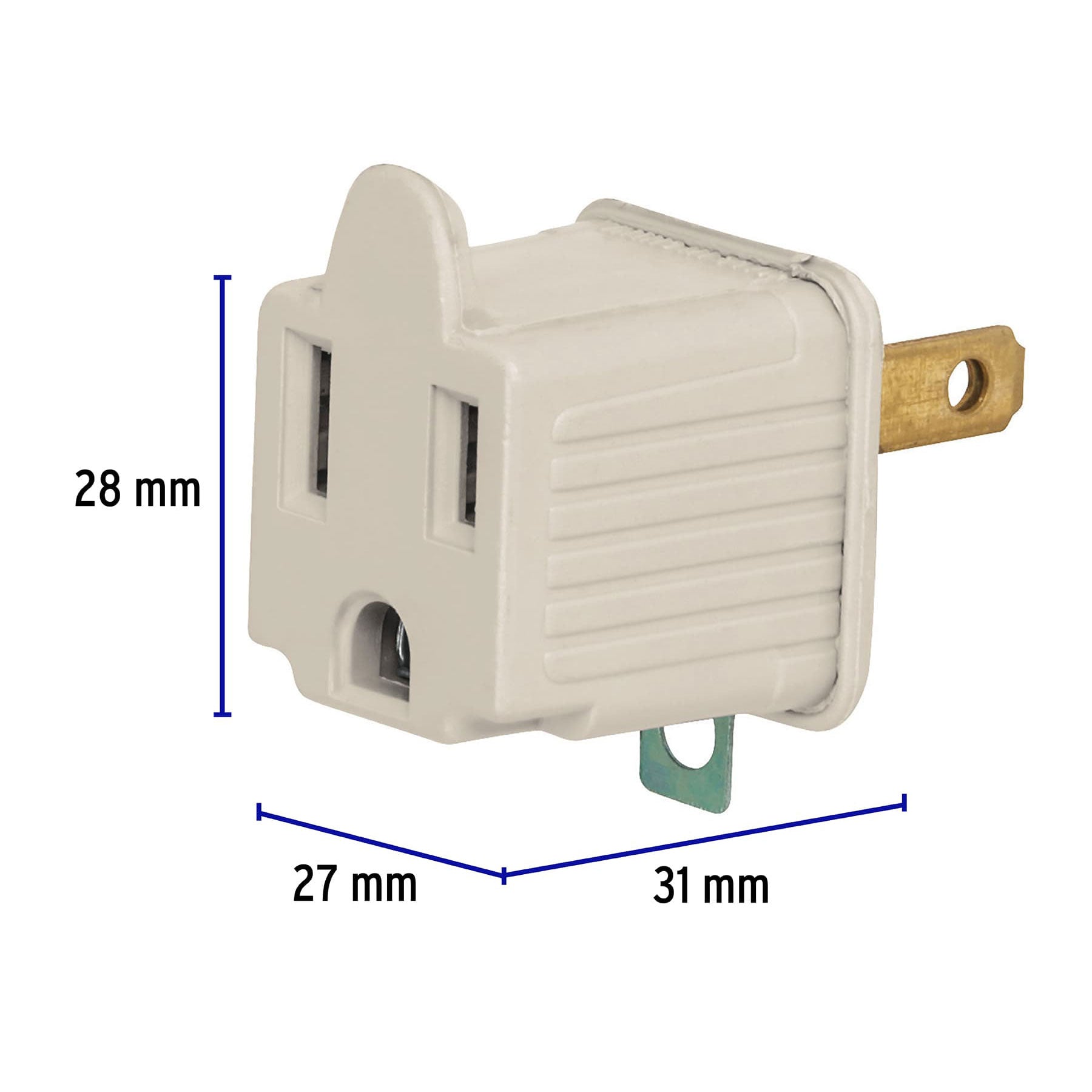 Adaptador 3 a 2 gris a granel Volteck