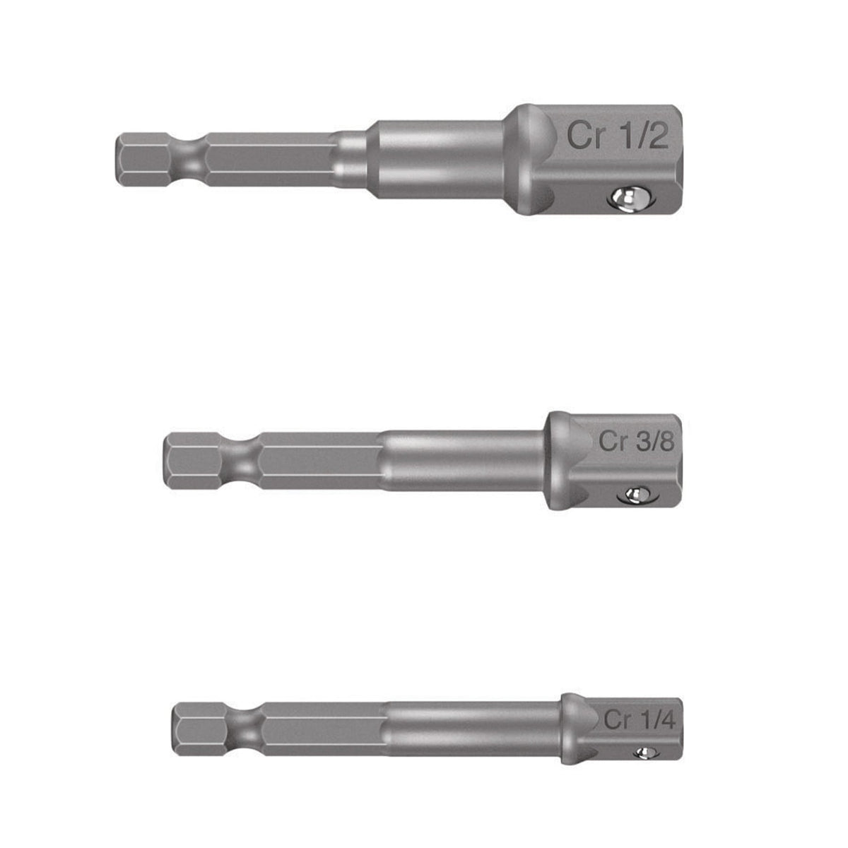 Juego de 3 adaptadores para dados de 1/4" 3/8" y 1/2"