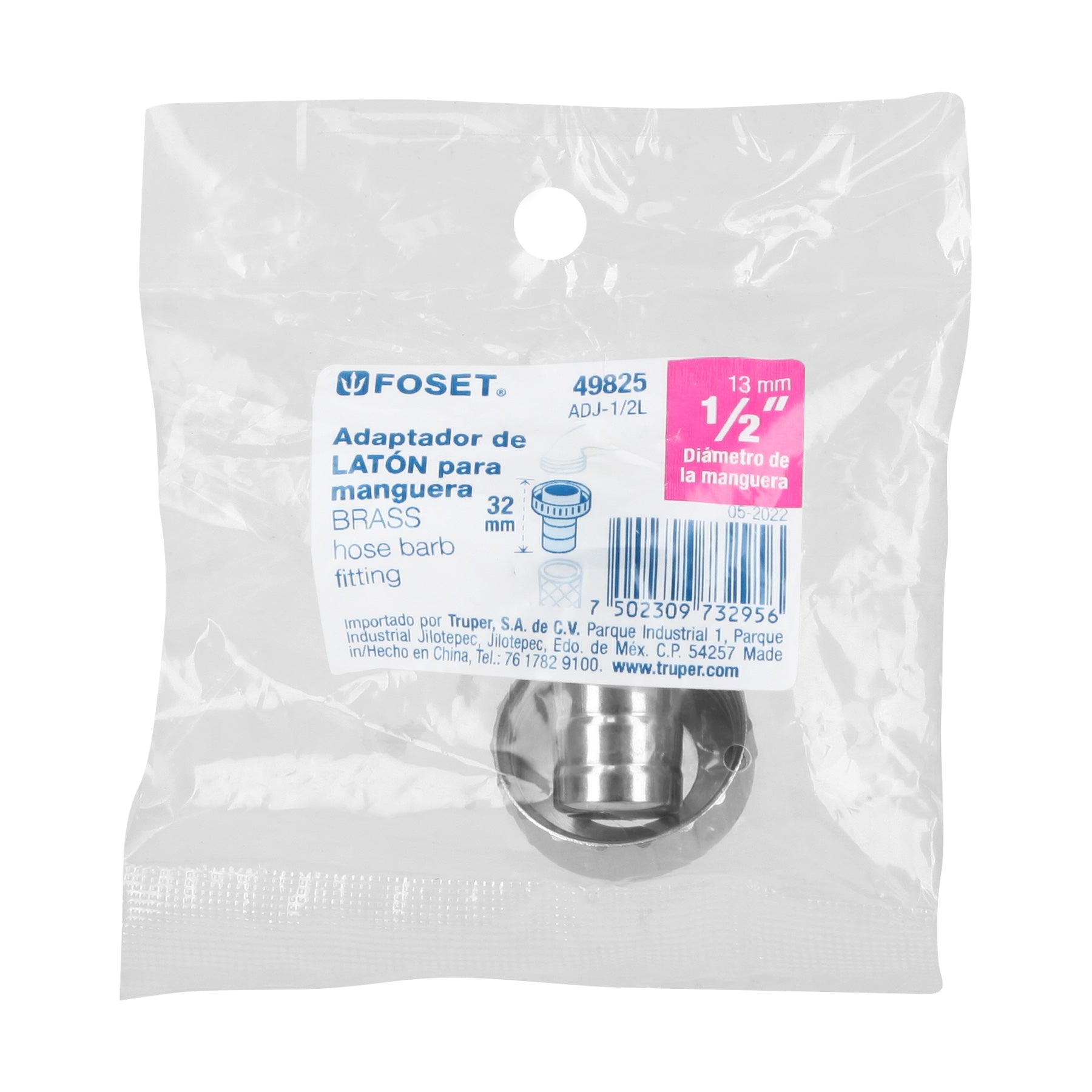 Adaptador de laton 1/2" para manguera FOSET