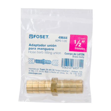 Cople inserción de latón 1/2' para poliducto negro, FOSET