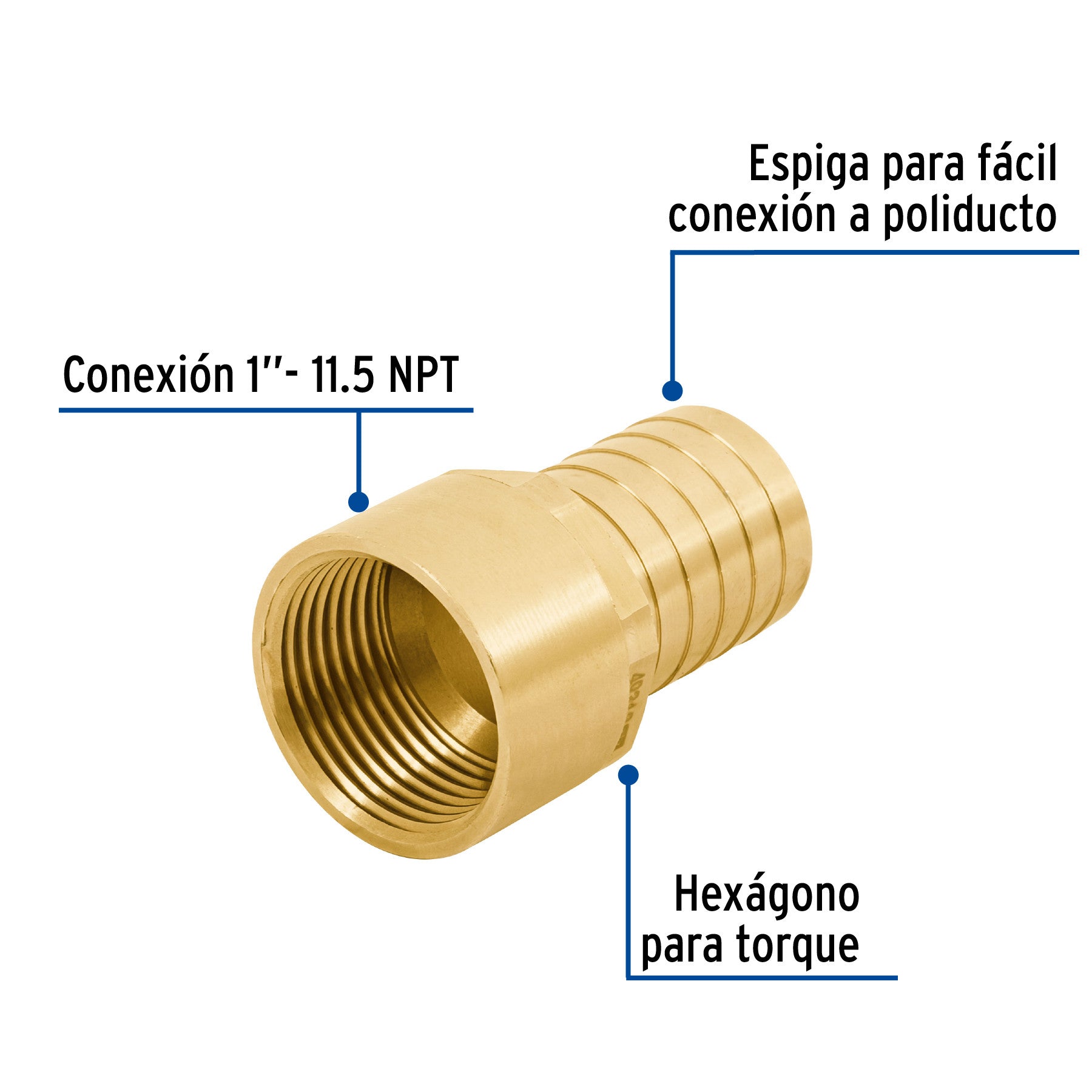 Adaptador hembra de laton para poliducto FOSET 1/2"