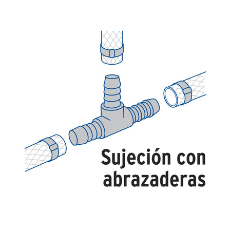 Tee inserción macho latón 1/2' para poliducto negro, FOSET