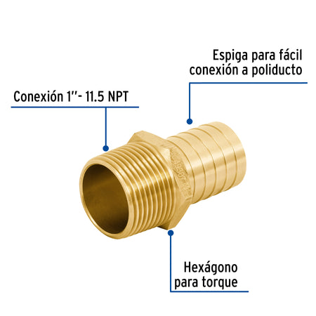 Adaptador macho de laton para poliducto FOSET 1"
