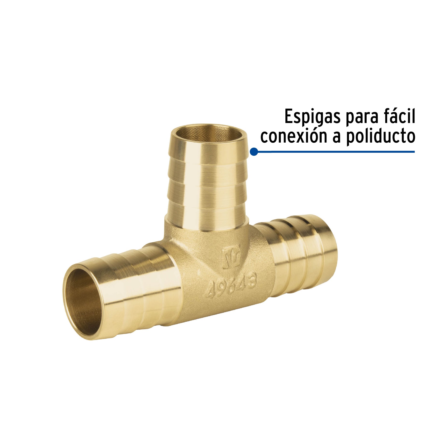 Tee inserción macho latón 1' para poliducto negro, FOSET