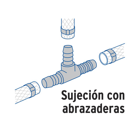 Tee inserción macho latón 1' para poliducto negro, FOSET