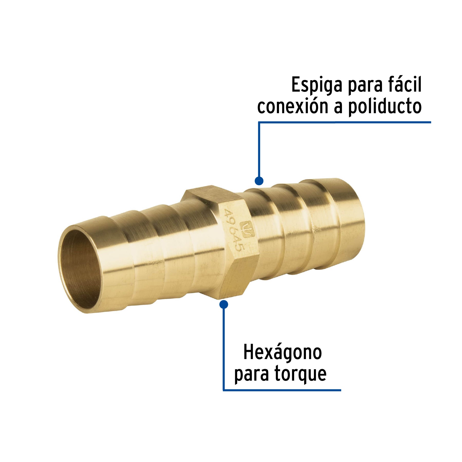 Cople inserción de latón 3/4' para poliducto negro, FOSET