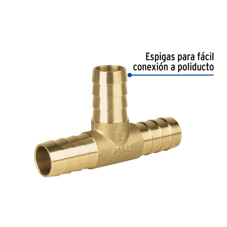 Tee inserción macho latón 3/4' para poliducto negro, FOSET
