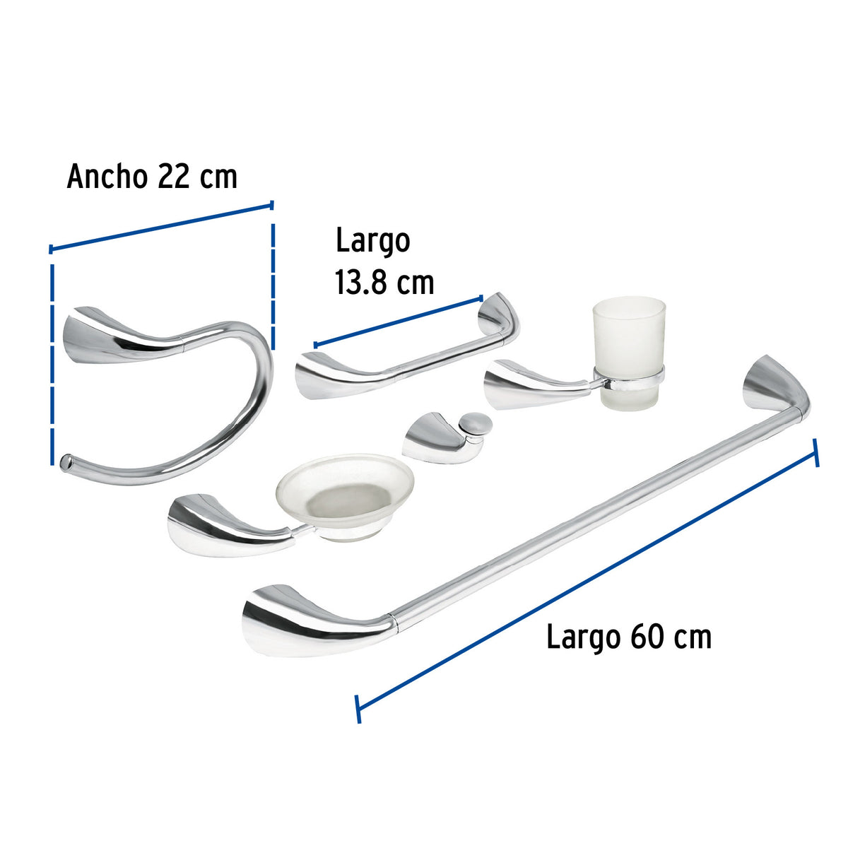 Juego de 6 accesorios para bano metalicos FOSET AERO