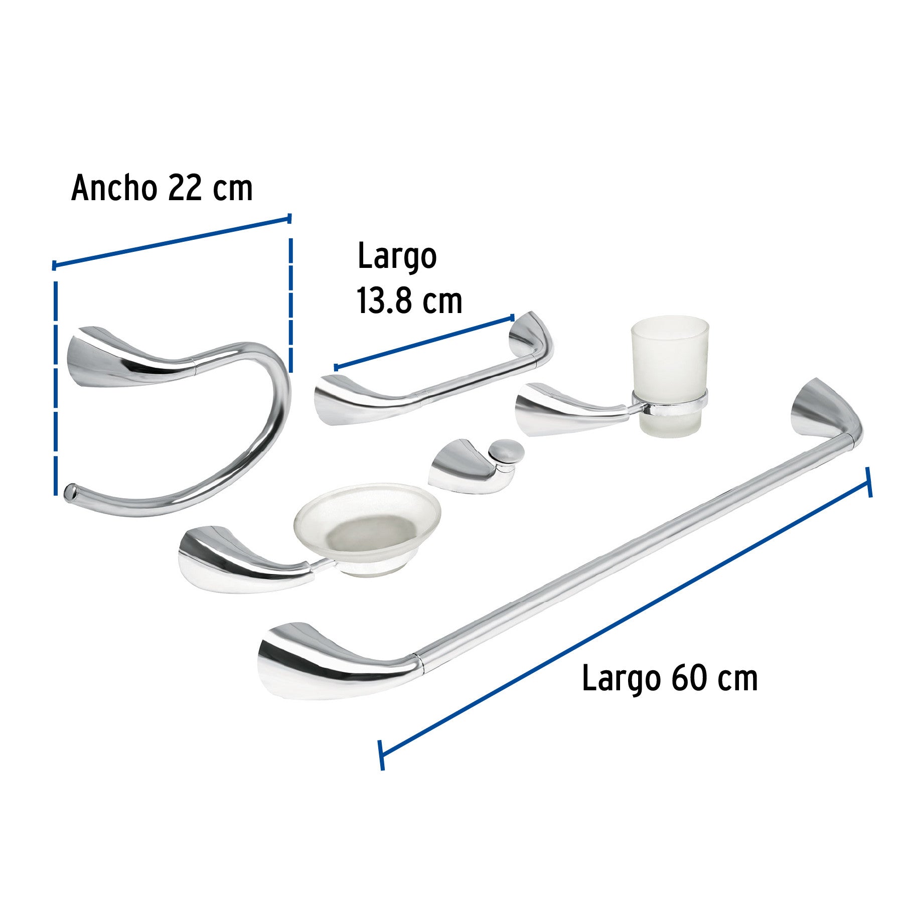 Juego de 6 accesorios para bano metalicos FOSET AERO