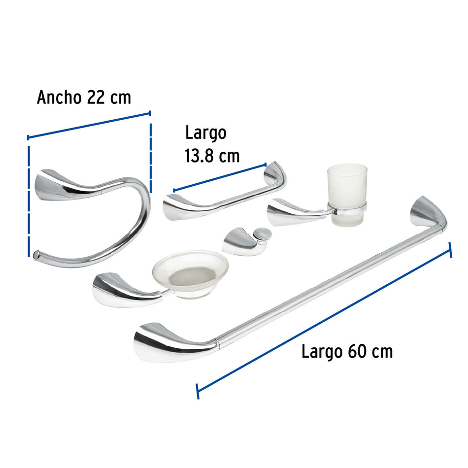 Juego de 6 accesorios para bano metalicos FOSET AERO