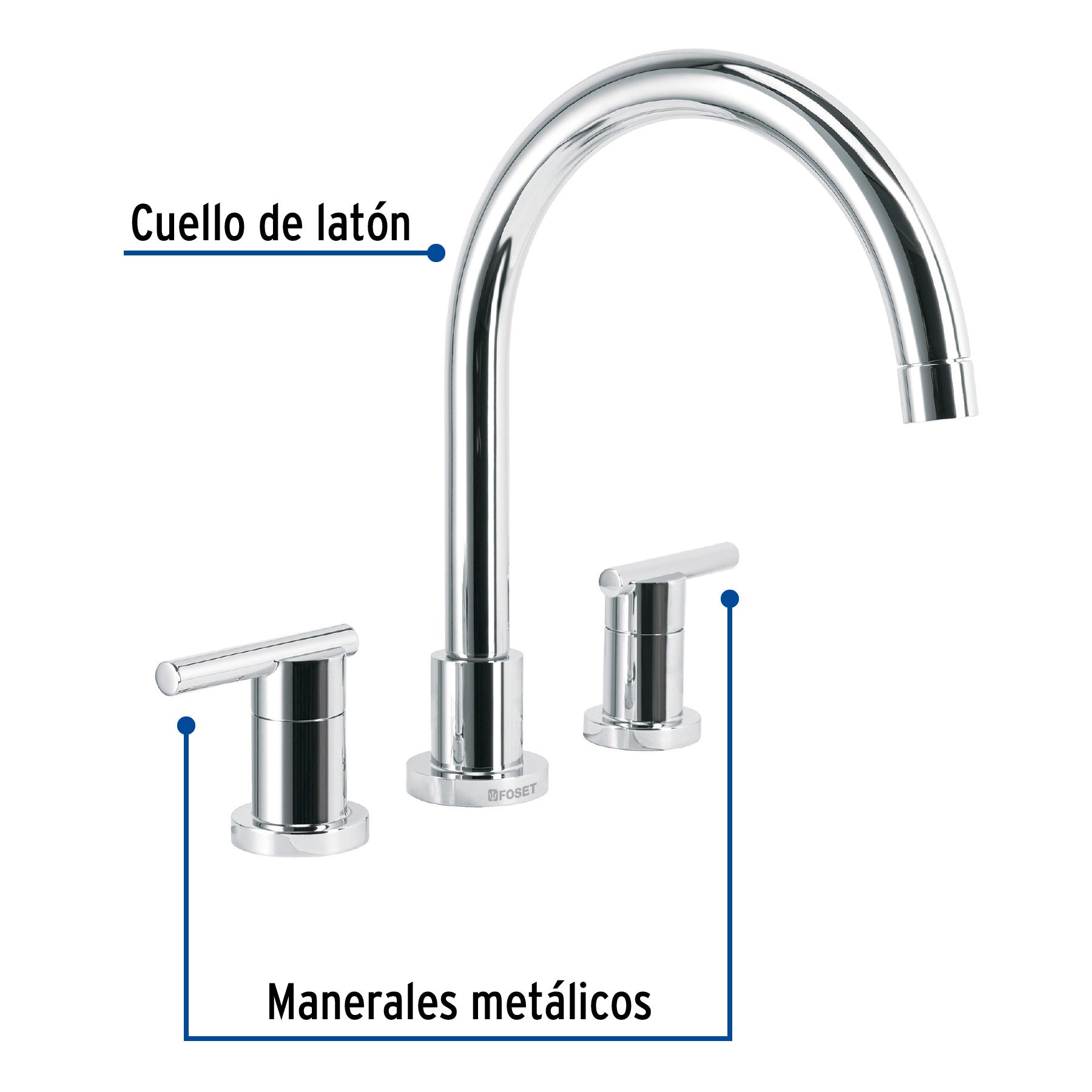 Mezcladora 8' cuello alto para fregadero, FOSET AERO